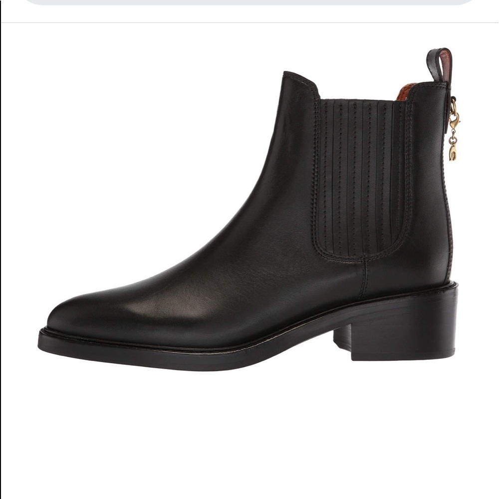SALE💥💥 COACH Bowery Chelsea Block Heel Ankle Boots Genuine Leather Black - Picture 7 of 13
